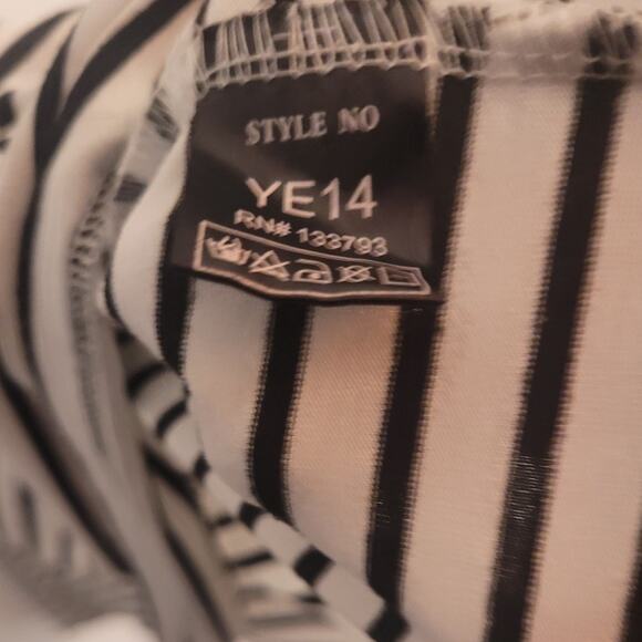 Pol striped babydoll tank lace trim racerback coastal nautical casual top L - Picture 10 of 10